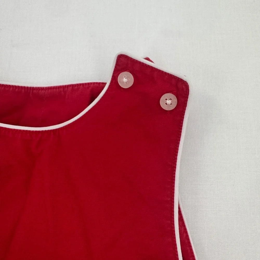 Vtg Y2K Gymboree Girls Applique Jumper Dress Heart Cutout Back Sz 7 Cotton 2003